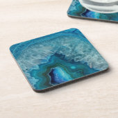 Blue Geode Rock Mineral Agate Crystal Afbeelding Bier Onderzetter (Linkerzijde)