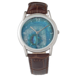 Blue Geode Rock Mineral Agate Crystal Afbeelding Horloge