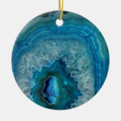 Blue Geode Rock Mineral Agate Crystal Afbeelding Keramisch Ornament (Voorkant)