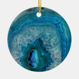 Blue Geode Rock Mineral Agate Crystal Afbeelding Keramisch Ornament