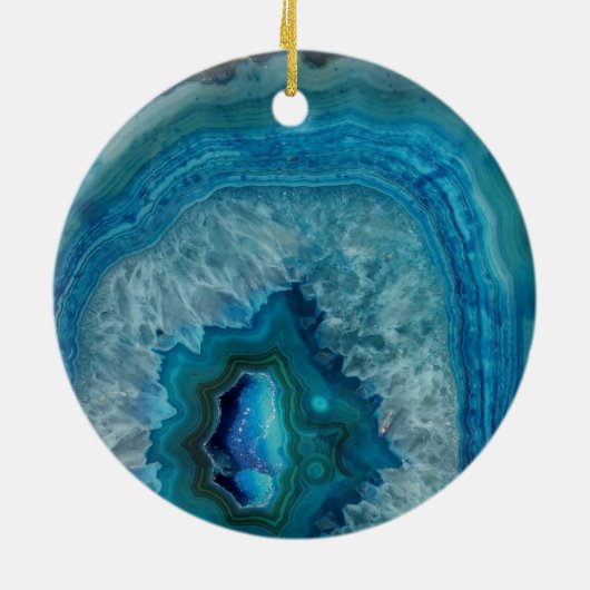 Blue Geode Rock Mineral Agate Crystal Afbeelding Keramisch Ornament (Achterkant)