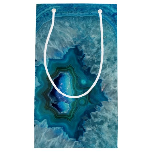 Blue Geode Rock Mineral Agate Crystal Afbeelding Klein Cadeauzakje (Voorkant)