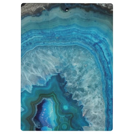 Blue Geode Rock Mineral Agate Crystal Afbeelding Klembord (Achterkant)