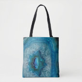 Blue Geode Rock Mineral Agate Crystal Afbeelding Tote Bag (Voorkant)