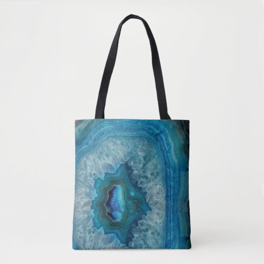 Blue Geode Rock Mineral Agate Crystal Afbeelding Tote Bag (Voorkant)