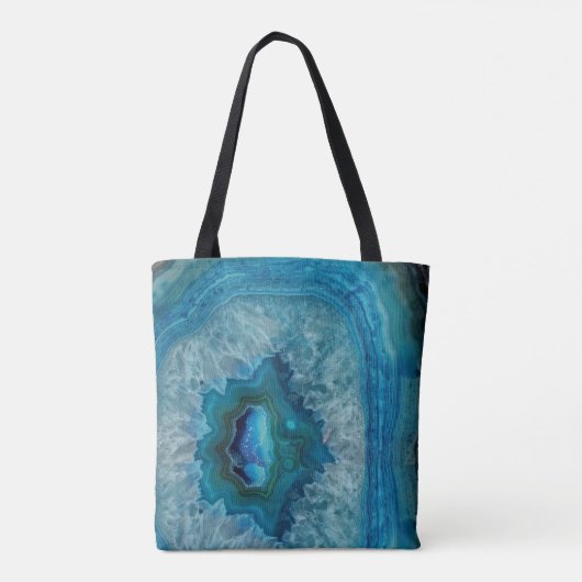Blue Geode Rock Mineral Agate Crystal Afbeelding Tote Bag (Achterkant)