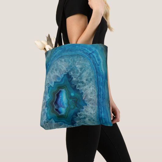 Blue Geode Rock Mineral Agate Crystal Afbeelding Tote Bag (Dichtbij)
