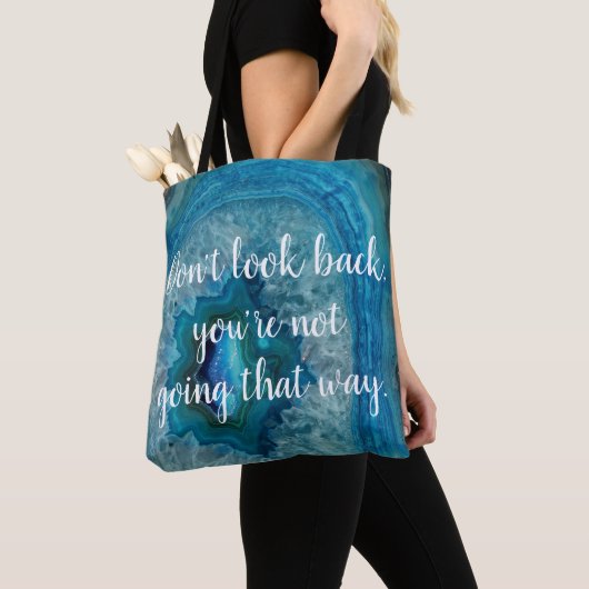 Blue Geode Rock Mineral Agate Crystal Quote Custom Tote Bag (Dichtbij)