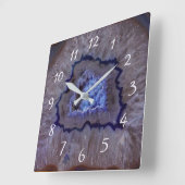 Blue Geodes Faux Stone Gem Clock Vierkante Klok (Hoek)