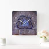 Blue Geodes Faux Stone Gem Clock Vierkante Klok (Huis)