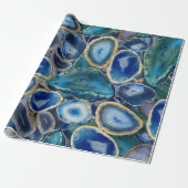 Blue Geodes kristal patroon Cadeaupapier (Uitgerold)