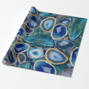 Blue Geodes kristal patroon Cadeaupapier