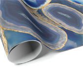 Blue Geodes kristal patroon Cadeaupapier (Rol Hoek)