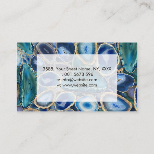 Blue Geodes kristal patroon Visitekaartje (Achterkant)