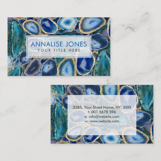 Blue Geodes kristal patroon Visitekaartje (Voorkant / Achterkant)