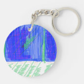 Blue Geometrc Acryl Sleutelhanger (Achterkant)