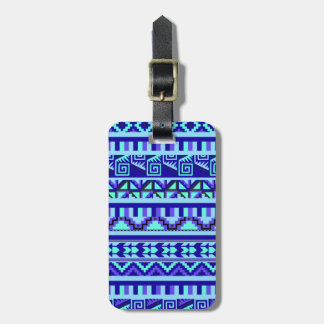 Blue Geometric Abstract Aztec Tribal Print Pattern Bagagelabel