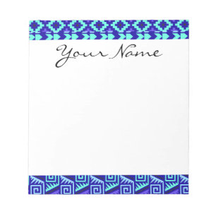 Blue Geometric Abstract Aztec Tribal Print Pattern Notitieblok