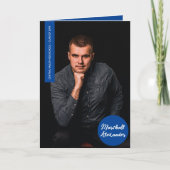 Blue Geometric Afstuderen Photo Invitation (Voorkant)