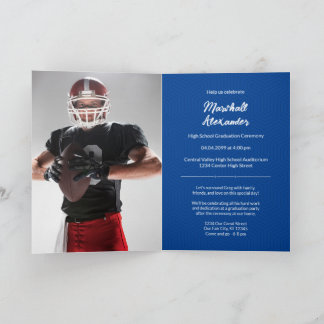 Blue Geometric Afstuderen Photo Invitation