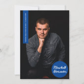 Blue Geometric Afstuderen Photo Invitation (Voorkant)