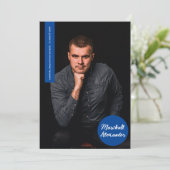 Blue Geometric Afstuderen Photo Invitation (Staand voorkant)