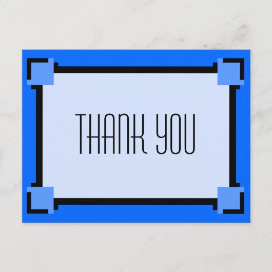 Blue Geometric Art Deco Dank u Briefkaart (Voorkant)