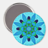 Blue Geometric Art Flower Magnet (Voorkant / Achterkant)