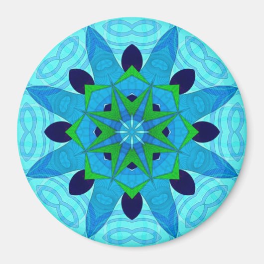 Blue Geometric Art Flower Magnet (Voorkant)
