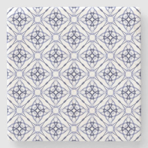 Blue Geometric Diamond Pattern Stenen Onderzetter