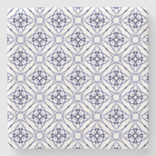 Blue Geometric Diamond Pattern Stenen Onderzetter (Voorkant)