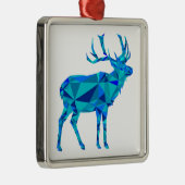 Blue Geometric Elk Metalen Ornament (Rechts)