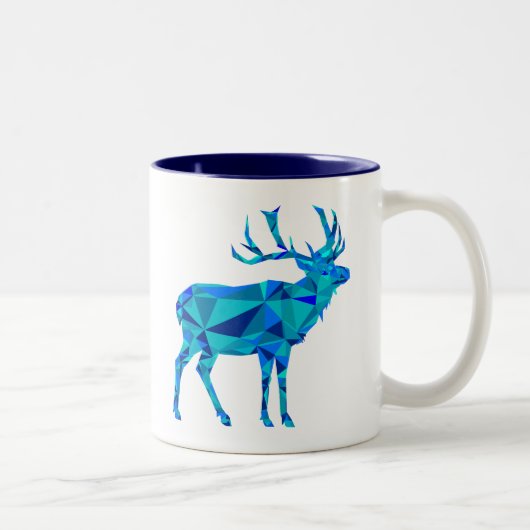 Blue Geometric Elk Tweekleurige Koffiemok (Rechts)