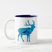 Blue Geometric Elk Tweekleurige Koffiemok (Links)