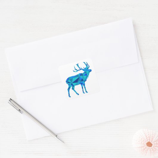 Blue Geometric Elk Vierkante Sticker (Envelop)