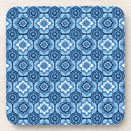 Blue Geometric Floral Pattern Onderzetters - Set v
