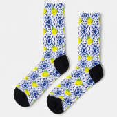 Blue Geometric Lemon Tegel Sokken (Links)