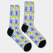 Blue Geometric Lemon Tegel Sokken (Rechts)