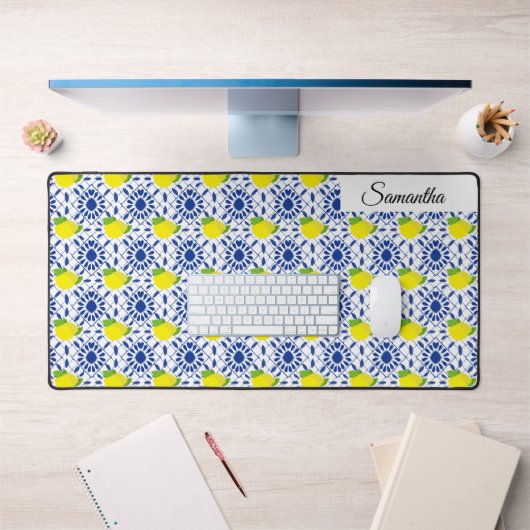 Blue Geometric Lemon Tile Bureaumat (Kantoor 1)
