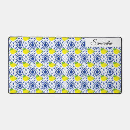 Blue Geometric Lemon Tile Bureaumat