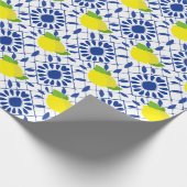 Blue Geometric Lemon Tile Cadeaupapier (Hoek)