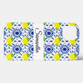 Blue Geometric Lemon Tile Case-Mate iPhone Case (Achterkant (horizontaal))
