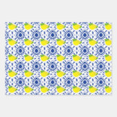 Blue Geometric Lemon Tile Inpakpapier Vel (Voorkant 3)