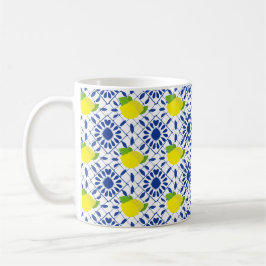 Blue Geometric Lemon Tile Koffiemok