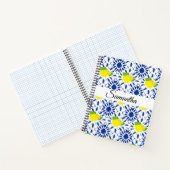 Blue Geometric Lemon Tile Notitieboek (Binnen)