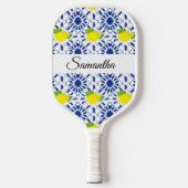 Blue Geometric Lemon Tile Pickleball Paddle (Voorkant)