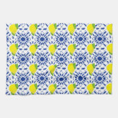 Blue Geometric Lemon Tile Theedoek (Horizontaal)