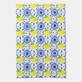Blue Geometric Lemon Tile Theedoek (Verticaal)