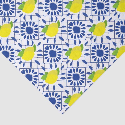 Blue Geometric Lemon Tile Tissuepapier (Detail)