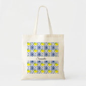 Blue Geometric Lemon Tile Tote Bag (Voorkant)